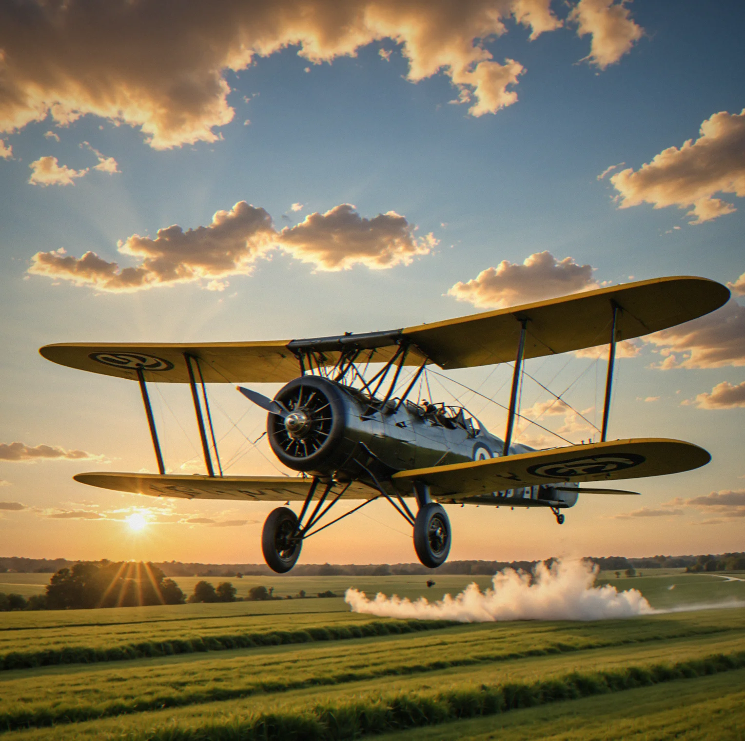 Curtiss Jenny upside down during a stunt, wing struts showing against the sky